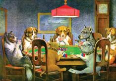 Serie av målningar ”Hundar som spelar poker Hundar som spelar pokermålningar